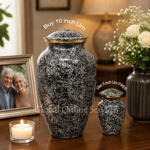Large Ashes Container Adult Funeral Urn+ FREE Brass Keepsake Ashes Container Urn (Large)