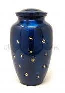 Large Brass (Blue With Silver Stars) Adult Funeral Human Ashes Urn
