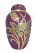 Large Dome Top Golden Flower Purple Adult Urn Ashes