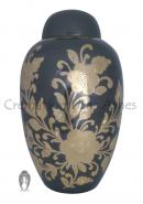 Large Golden Floral Decorative Black Adult Urn Ashes