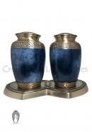 Large Grecian Blue Companion Brass Adult Cremation Urn