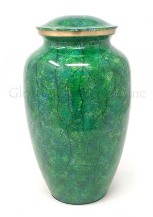 Classic Large Green Brass Urn for Human Cremation Ashes.