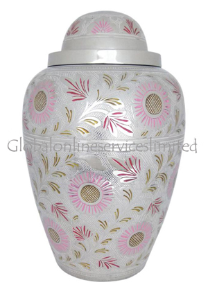 Large Pink and White Floral Cremation Adult Urn Ashes for Human