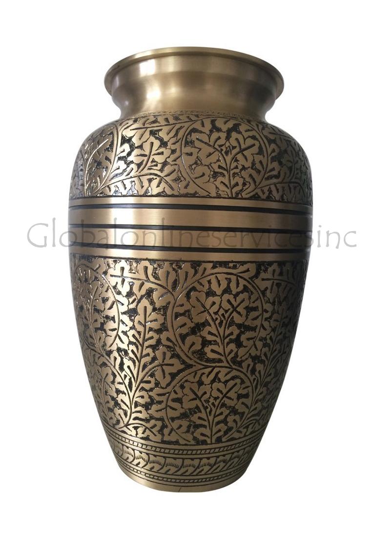 Buy Online Large Size Antique Engraved Adult Funeral Brass Urn for
