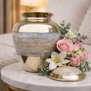 Large Size Elite Mother Of Pearl Adult Memorial Urn For Ashes