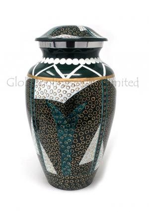 Large Tribal Pattern Aluminium Urns for Cremation Ashes.