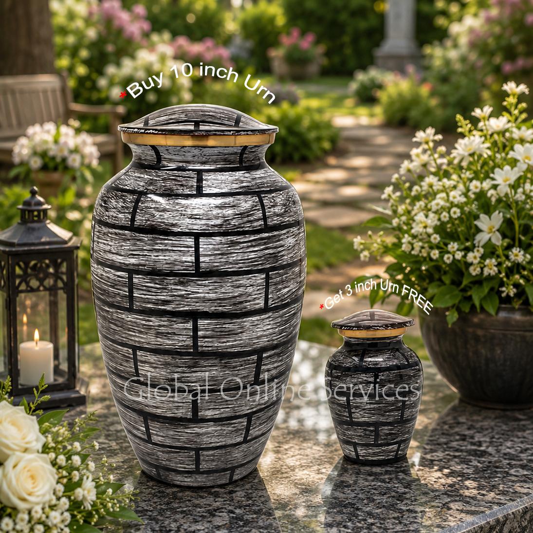 Large Vintage Adult Cremation Brass Urn for Human Ashes+ FREE Brass Vintage  Keepsake Urn (Large)