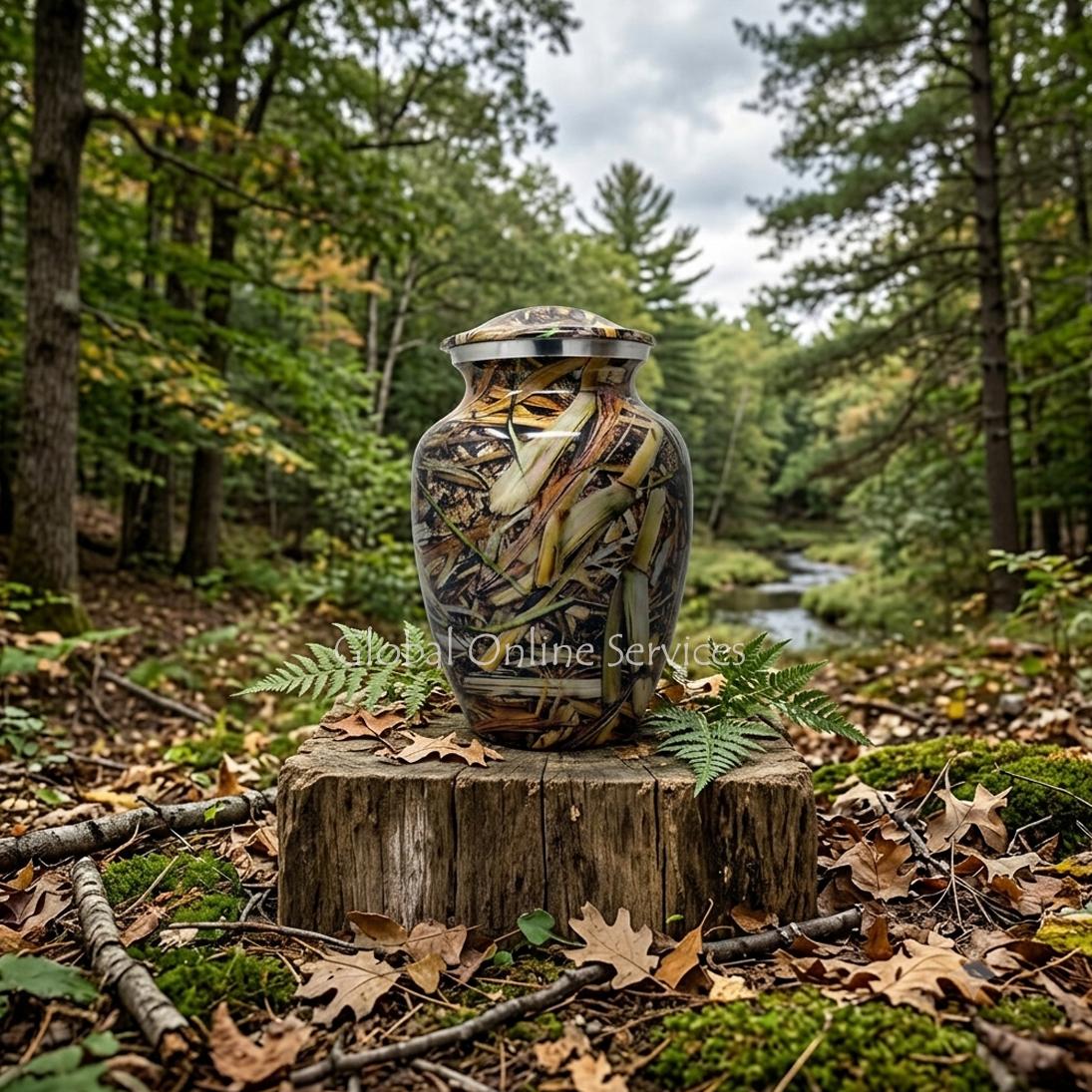 Lost Camo Aluminium Medium Urn for Cremation Ashes  (Medium)