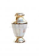 Luxurious Mother of Pearl Keepsake Urn – Handcrafted Brass Memorial Urn with Velvet Box