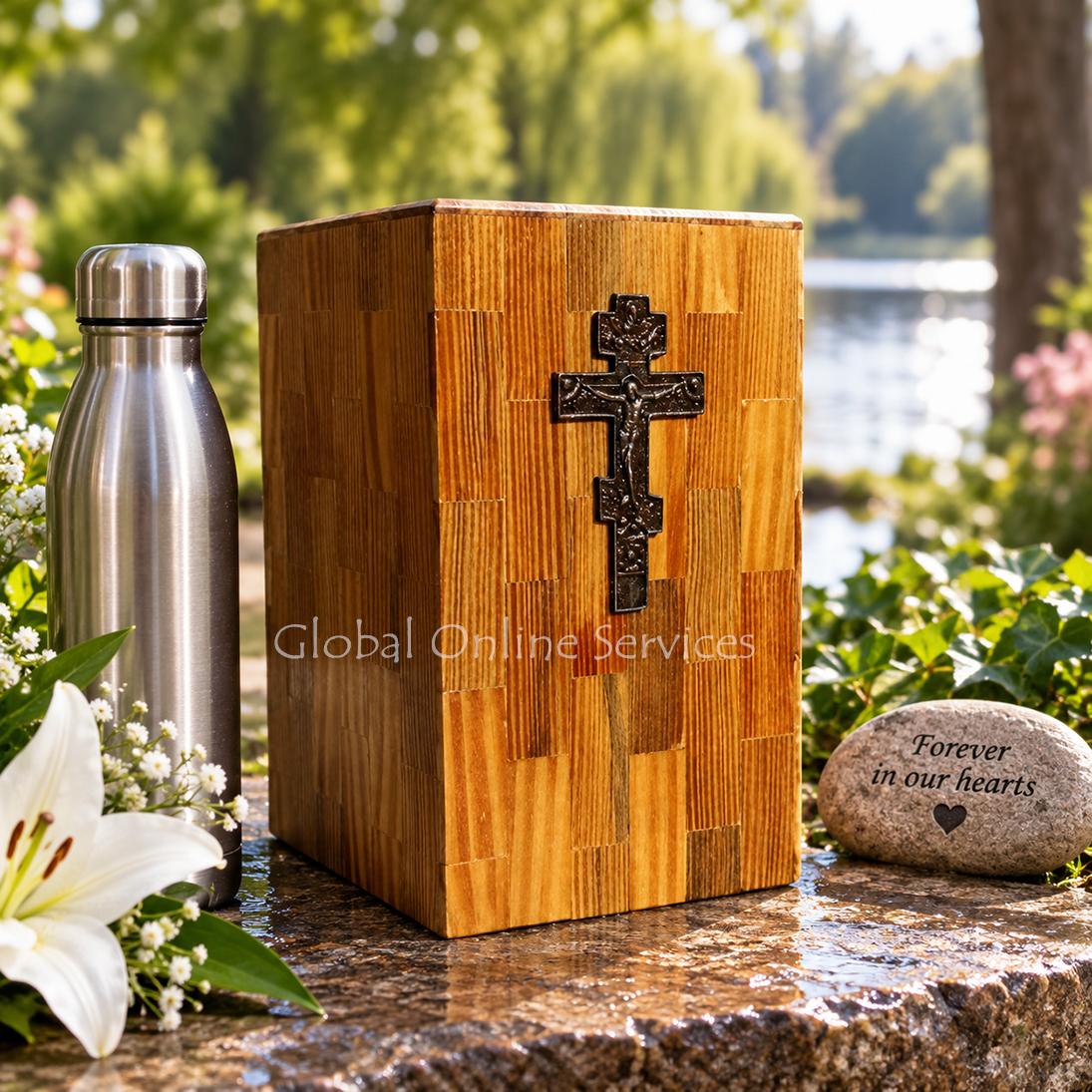 MDF Made Cross Christ Human Ashes For Cremation Urns