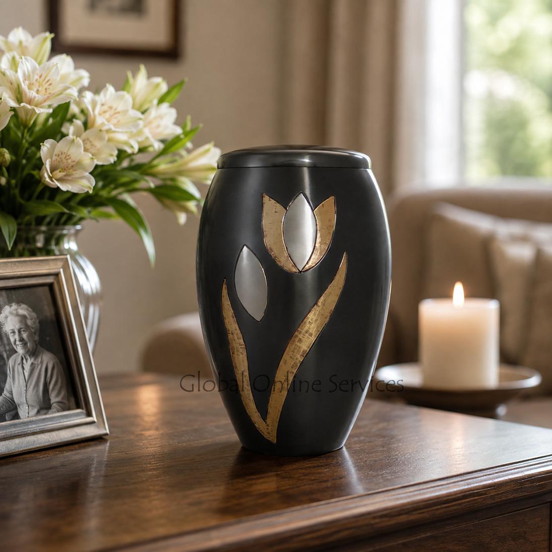 Majestic Tulips Adult Memorial Urn for Human Ashes