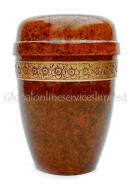 Marble Brown Finish Floral Band Aluminium Adult Memorial Urn for Ashes
