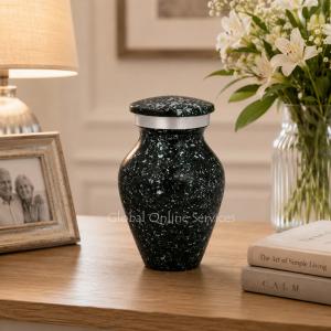 Marble Green Aluminium Keepsake Funeral Cremation Urn Ashes