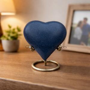 Marble Heart Keepsake Brass Urn for Cremation Ashes