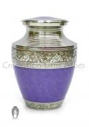 Medium Cremation Urns for Ashes, Hand Painted Purple and Floral Nickel Finish