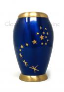 Flat Top Floral Medium Majestic Blue Star Funeral Ashes for Human.