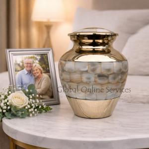 Medium Size Elite Mother of Pearl Cremation Urn for Memorials