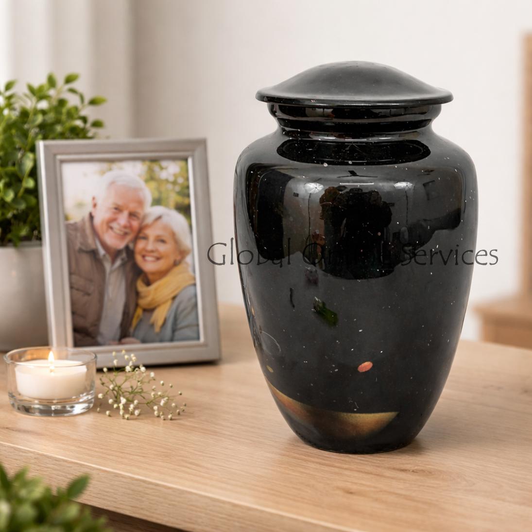 Midnight Sky Planet Design Large Aluminium Memorial Urn For Ashes