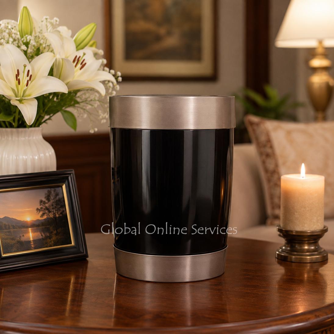 Midnight With Silver Tealight Cremation Brass Urn