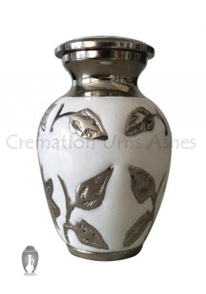Mini Brampton White Keepsake Urn for Human Memorial Ashes