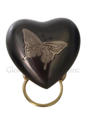 Mini Butterfly Pewter Heart Keepsake Container for Memorial Ashes