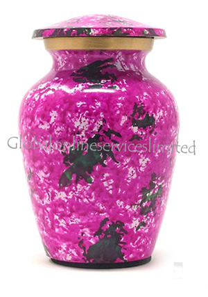 Mini Garden Flowers Pink Brass Cremation Urn for Keepsake Cremation Ashes (Small)
