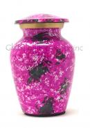 Mini Garden Flowers Pink Brass Cremation Urn for Keepsake Cremation Ashes (Small)