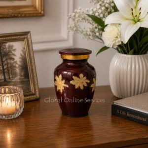 Mini Keepsake Falling Leaves Urn for Cremation Ashes (Small)