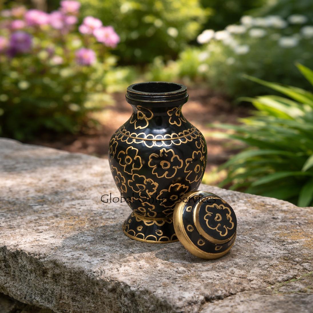 Mini Keepsake Forest Green Brass Urn for Cremation Ashes 