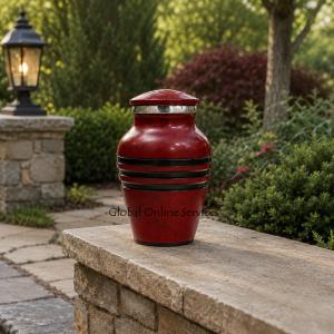 Mini Red Aluminium Urn for Human Ashes (Small)