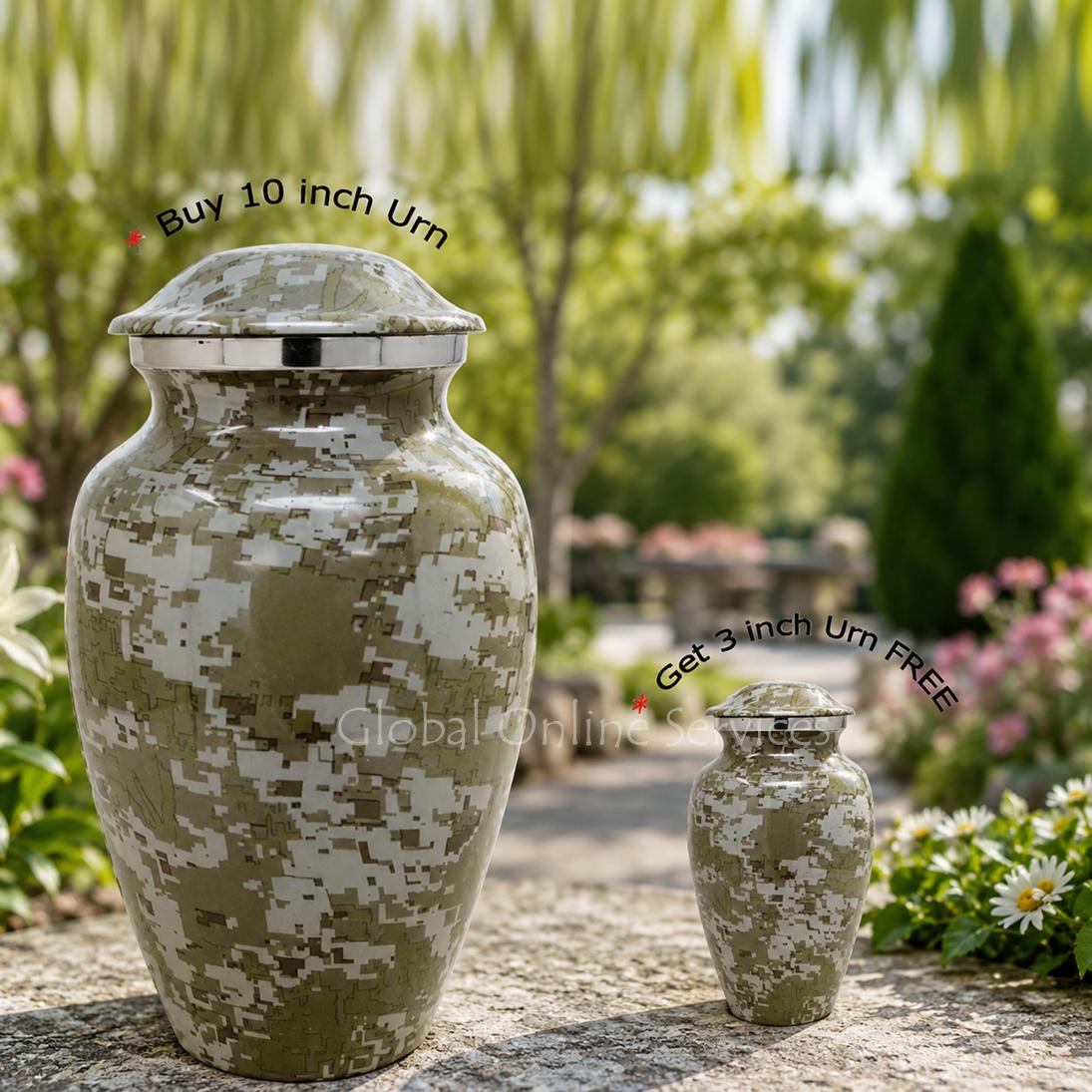 Modern French Aluminium Large Cremation Urn + FREE Modern French Aluminium Keepsake Urn (Large)