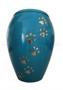 Monarch Blue Climbing Paw Print Pet Cremation Urn For Ashes