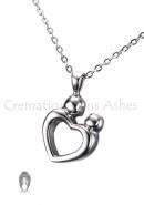 Mother and Child Love Heart Keepsake Urn Pendant for Memorial Ashes