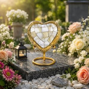 Mother of Pearl Heart Keepsake Urn for Memorial  Ashes