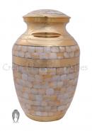 Mother of Pearl Memorial large Gold Urn, Cremation Ashes funeral urn