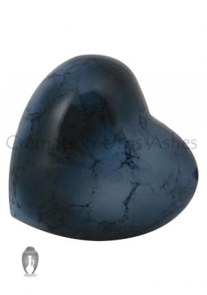 Mystic Blue Heart Keepsake Aluminium Urn, Small Urn Ashes