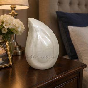 Mystical Pearl White Teardrop Keepsake Urn – A Symbol of Serenity & Everlasting Love
