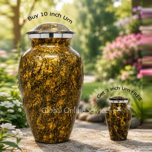 Natural Punga Colour Aluminium Large Cremation Urn for Ashes+ FREE Aluminium Keepsake Urn  (Large)
