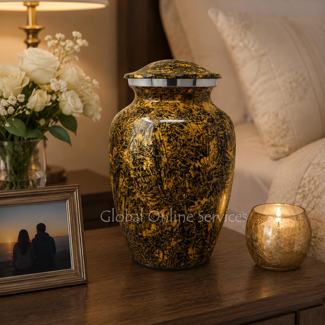 Natural Punga Colour Aluminium Medium Urn for Cremation Ashes. (Medium)