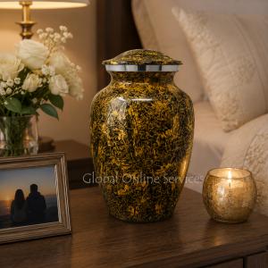 Natural Punga Colour Aluminium Medium Urn for Cremation Ashes. (Medium)