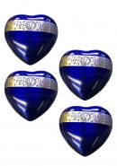 Pack Of Four Cambridge Blue Cremation Mini Heart Keepsake Urn for Ashes