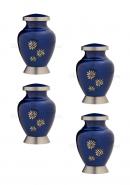 Pack Of Four Royal Blue Flowers of Peace Small Keepsake Urn for Funeral Human Ashes