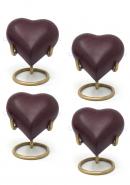 Pack Of Four Small Marble Brown Heart Keepsake For Human Cremation Ashes