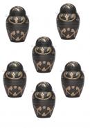 Pack Of Six Dome Top Windsor Black Floral Keepsake Small Cremation Urn for Human Ashes