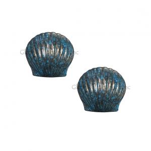 Pack Of Two Aqua Brass Keepsake Shell Urn for Small Human Ashes