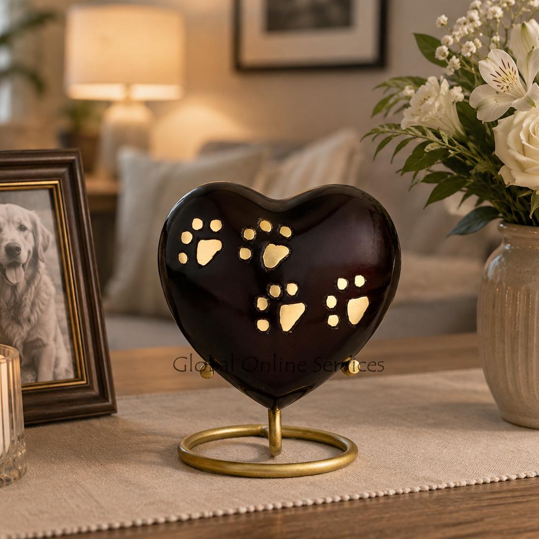 Pawprints of Love Heart Keepsake Urn – A Forever Tribute to Your Cherished Companion