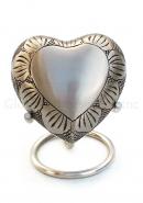 Mini Heart Keepsake Memorial Urns for Ashes, Pewter Leaf Band Small Keepsake Funeral Urn with Stand