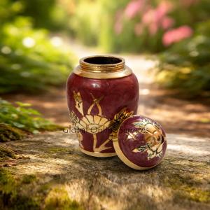 Pink Floral Mini Funeral Keepsake Urn for Memorial Ashes