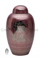 Pink Rose Floral Engraving Large Adult Cremation Urn for Ashes, Big Urns