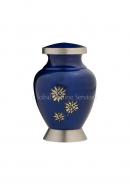 Polished Blue & Silver Floral Urn – Beautiful Mini Cremation Keepsake